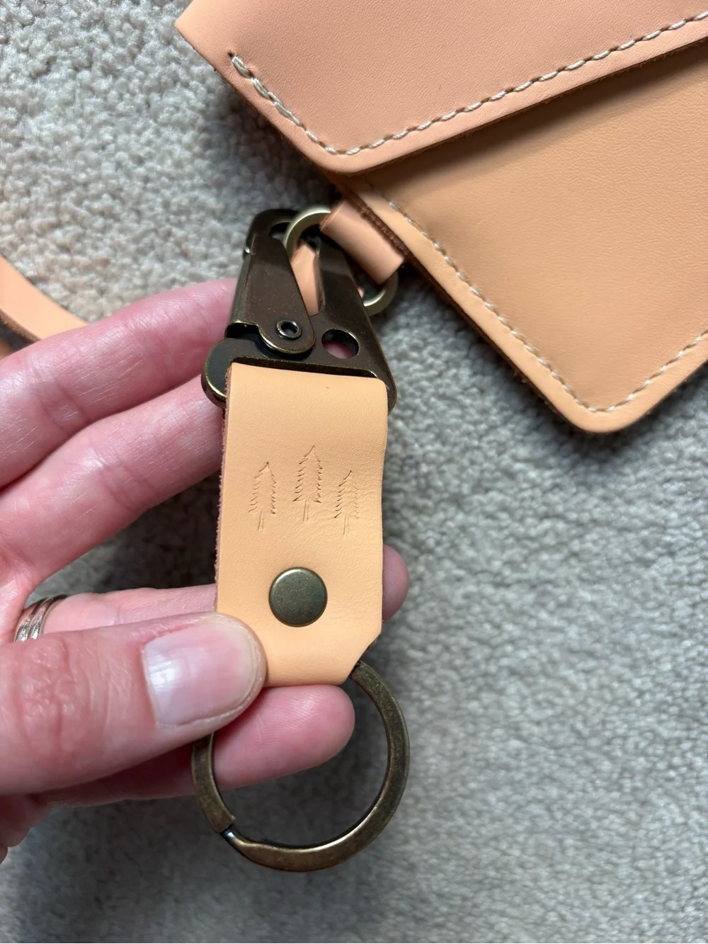 Portland Leather Goods Rare Stamped Tree Passport Wristlet Wallet Lanyard Set